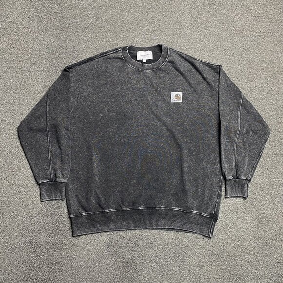 Carhartt Dark Grey White Logo Crew Neck Sweatshirt